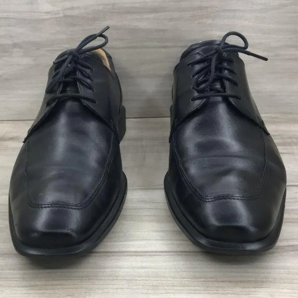 Ecco Derby Oxfords Men's EU 45 Black Leather Lace Up Dress Shoes